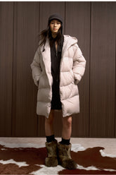 Hai Tang Man Hooded Down Coat - Peach Blossom Pink